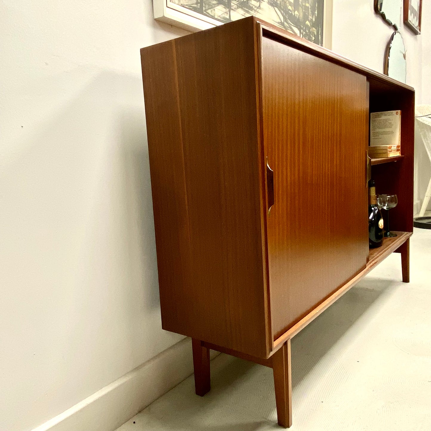 Mid Century Teak Bookcase Drinks Cabinet