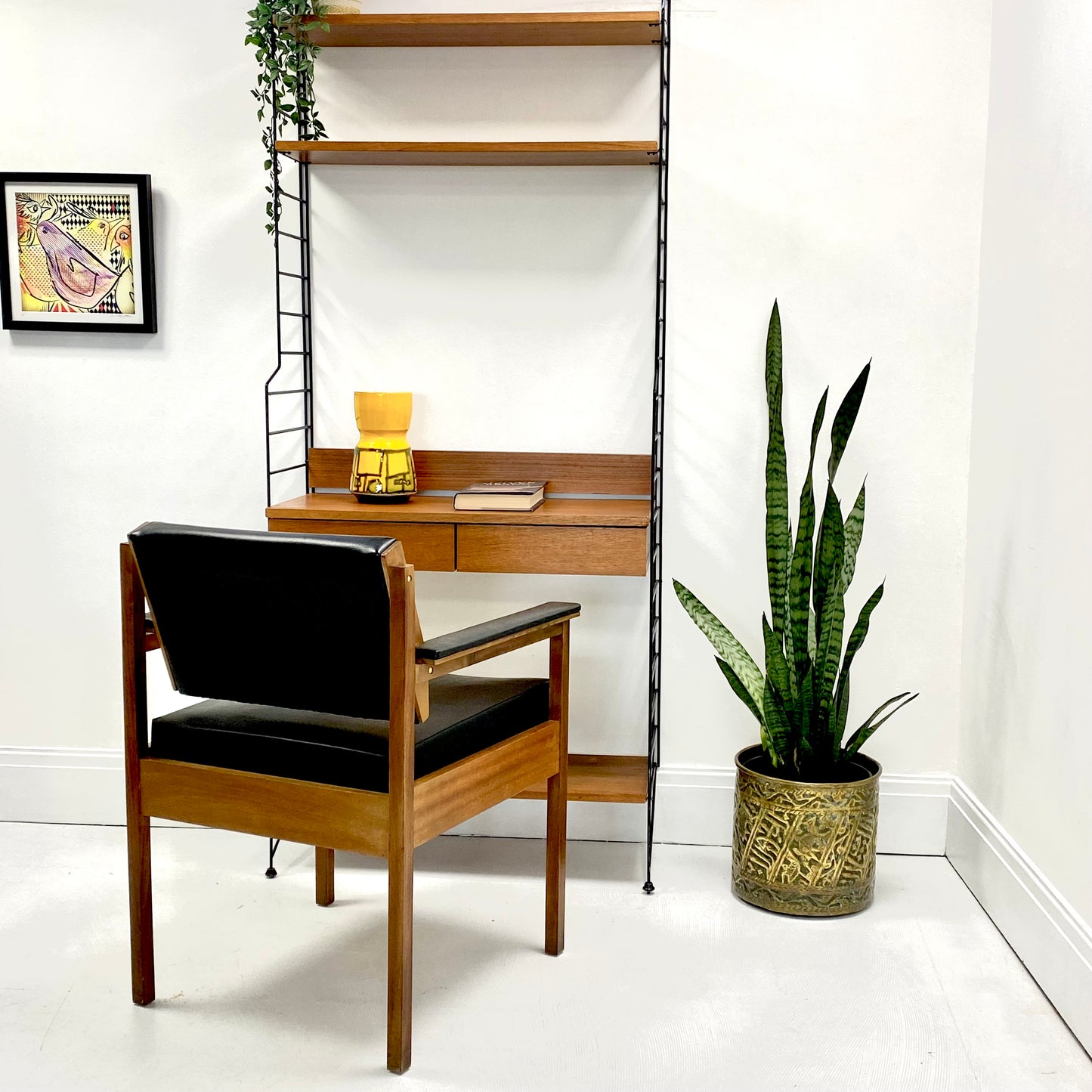 Mid Century Teak and Vinyl Desk Chair