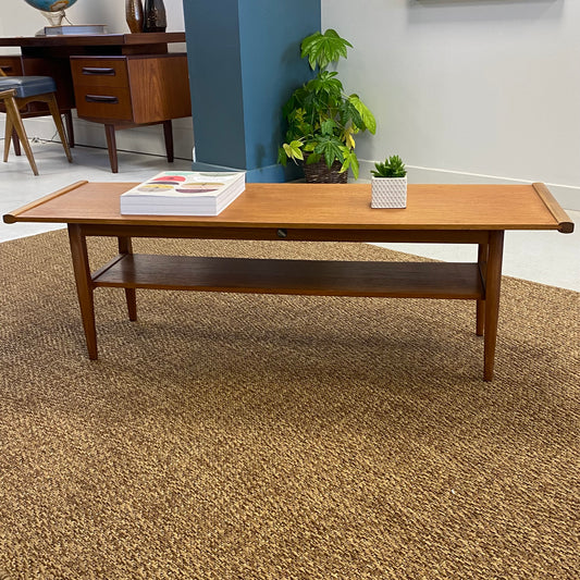 Teak Surfboard Style Mid Century Coffee Table